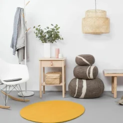 Pouf en laine marron marbré S Alwin - myfelt