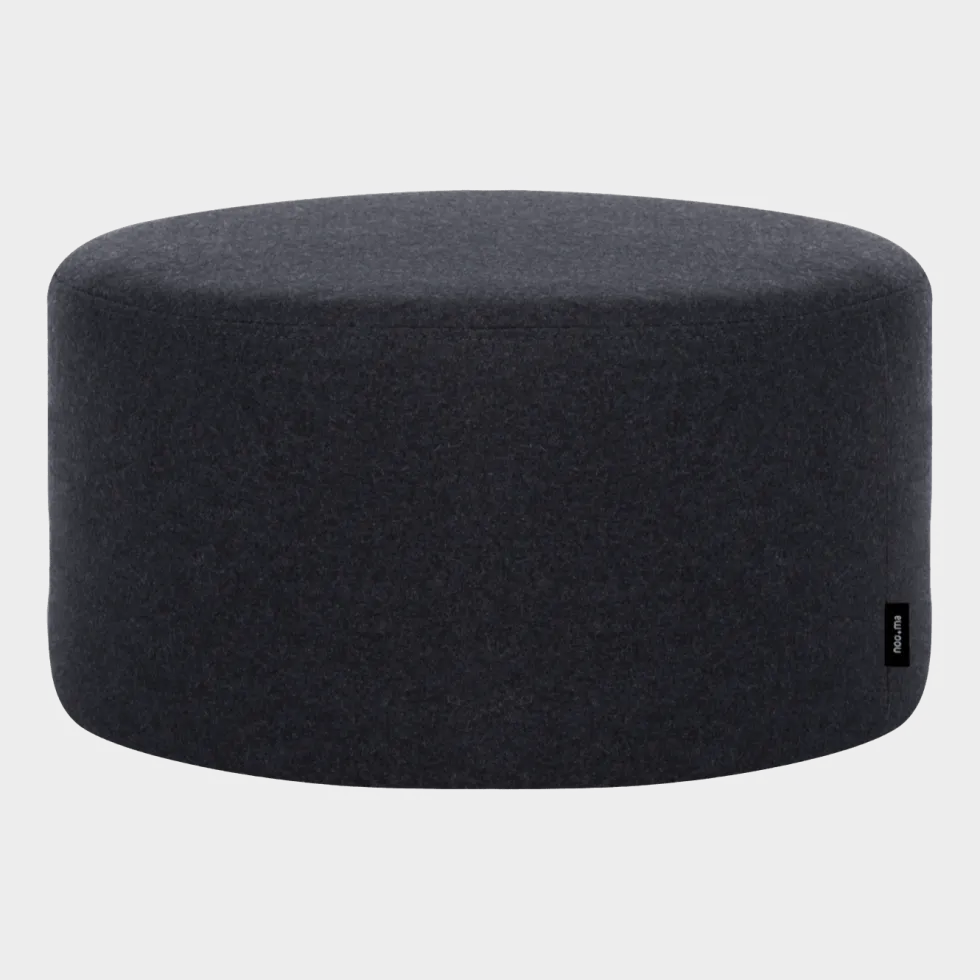 Pouf en laine noir 25 cm Folk - noo.ma
