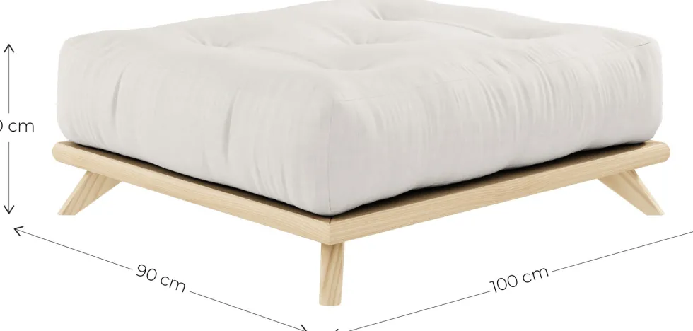 Pouf en pin et tissu navy 100x90x40cm Senza - Karup Design