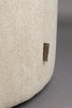 Pouf en polyester crème 70x40cm Rocca - Dutchbone