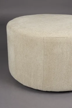 Pouf en polyester crème 70x40cm Rocca - Dutchbone
