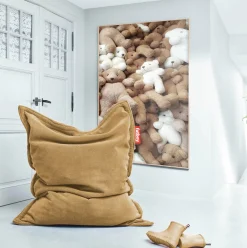 Pouf en tissu écru Slim Teddy Original - Fatboy