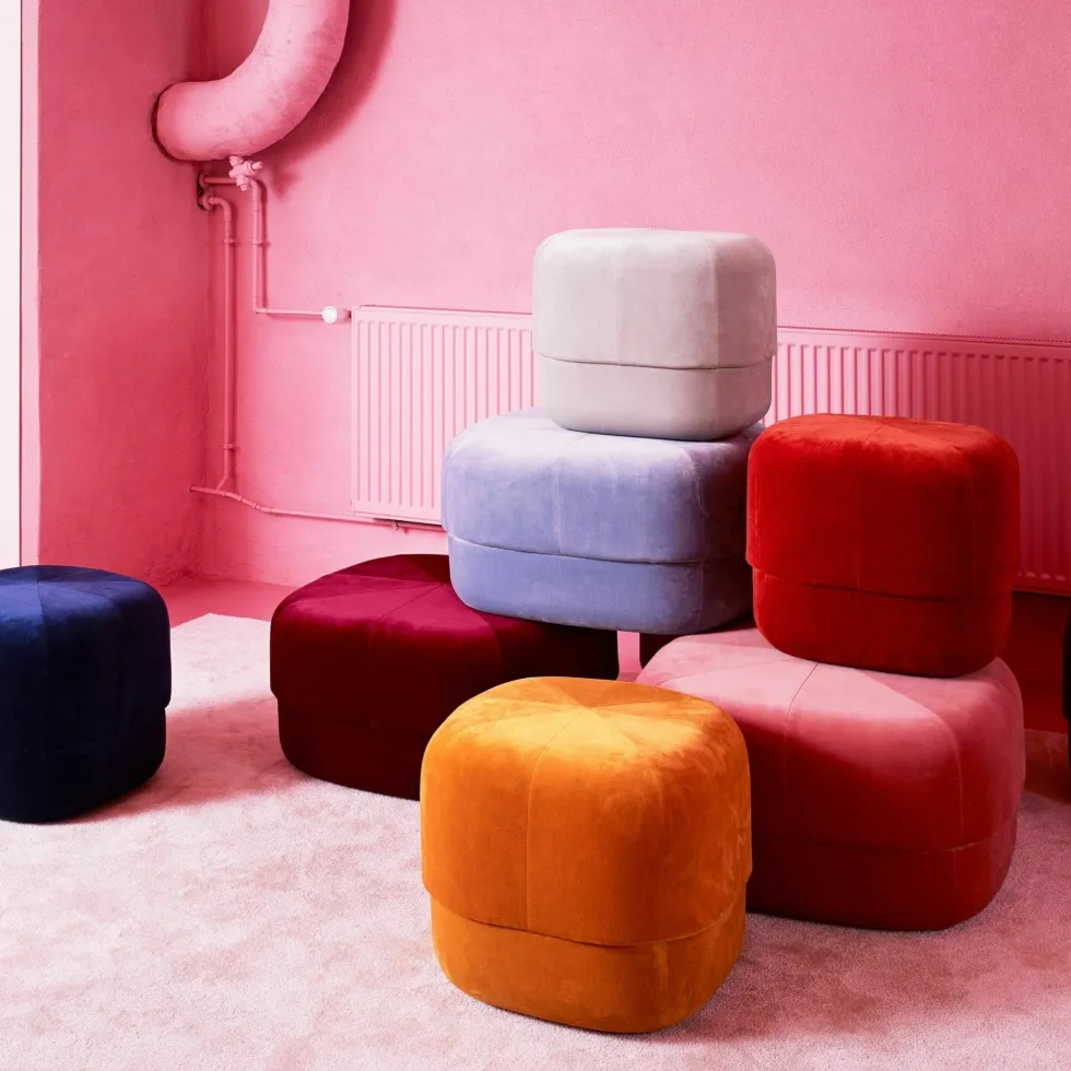Pouf en velours 46 cm beige Circus Beige - Normann Copenhagen