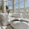 Pouf fauteuil convertible en coton beige blé 95x90x42cm Cube - Karup Design