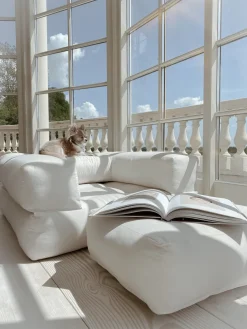 Pouf fauteuil convertible en coton beige blé 95x90x42cm Cube - Karup Design