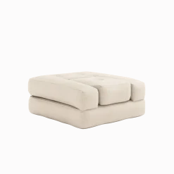 Pouf fauteuil convertible en coton beige 95x90x42cm Cube - Karup Design