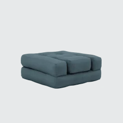Pouf fauteuil convertible en coton bleu pétrole 95x90x42cm Cube - Karup Design