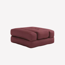Pouf fauteuil convertible en coton bordeaux 95x90x42cm Cube - Karup Design