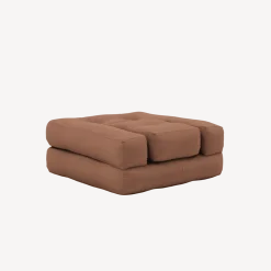 Pouf fauteuil convertible en coton marron clair 95x90x42cm Cube - Karup Design