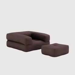 Pouf fauteuil convertible en coton marron 95x90x42cm Cube - Karup Design