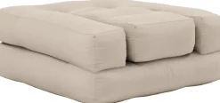 Pouf fauteuil en coton beige 60x68x24cm Mini Cube - Karup Design