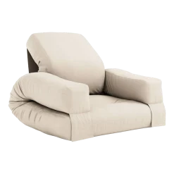 Pouf fauteuil en coton beige 65x78x40cm Mini Hippo - Karup Design