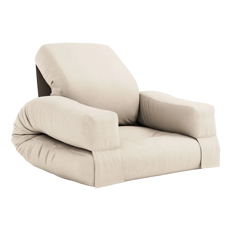 Pouf fauteuil en coton beige 65x78x40cm Mini Hippo - Karup Design