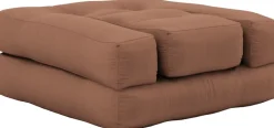 Pouf fauteuil en coton clay brown 60x68x24cm Mini Cube - Karup Design