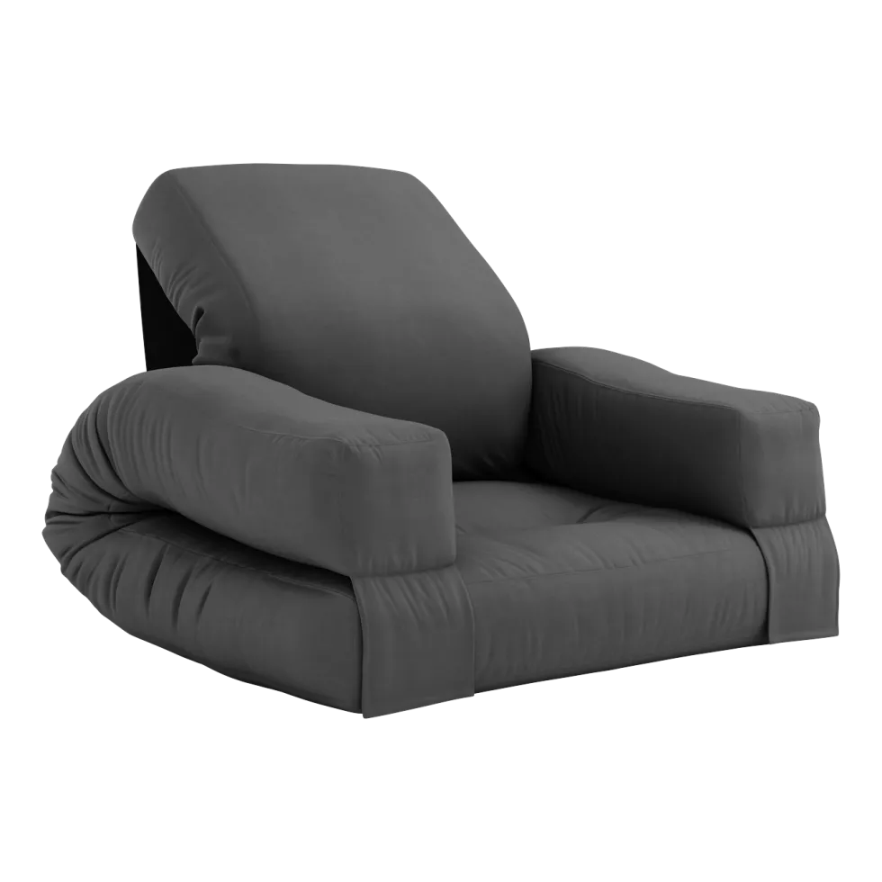 Pouf fauteuil en coton dark grey 65x78x40cm Mini Hippo - Karup Design
