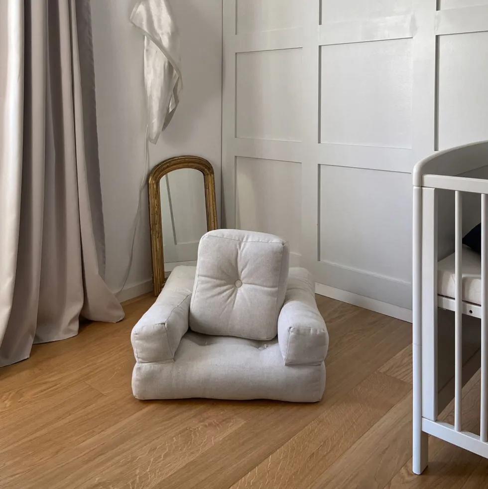 Pouf fauteuil en coton et lin 60x68x24cm Mini Cube - Karup Design