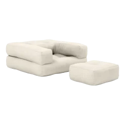 Pouf fauteuil en coton et lin 60x68x24cm Mini Cube - Karup Design