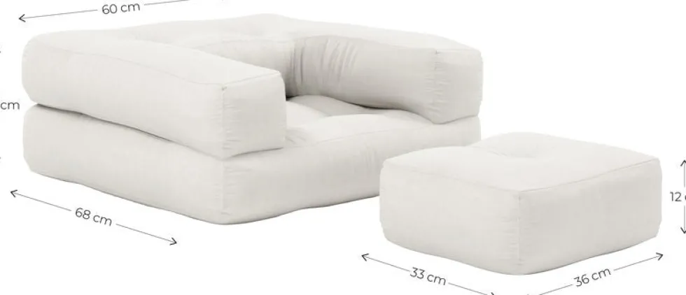 Pouf fauteuil en coton et lin 60x68x24cm Mini Cube - Karup Design