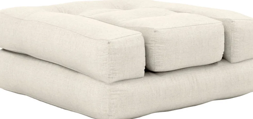 Pouf fauteuil en coton et lin 60x68x24cm Mini Cube - Karup Design