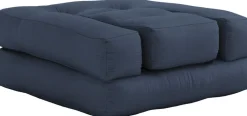 Pouf fauteuil en coton navy 60x68x24cm Mini Cube - Karup Design