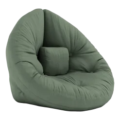 Pouf fauteuil en coton olive green 75x80x60cm Mini Nido - Karup Design