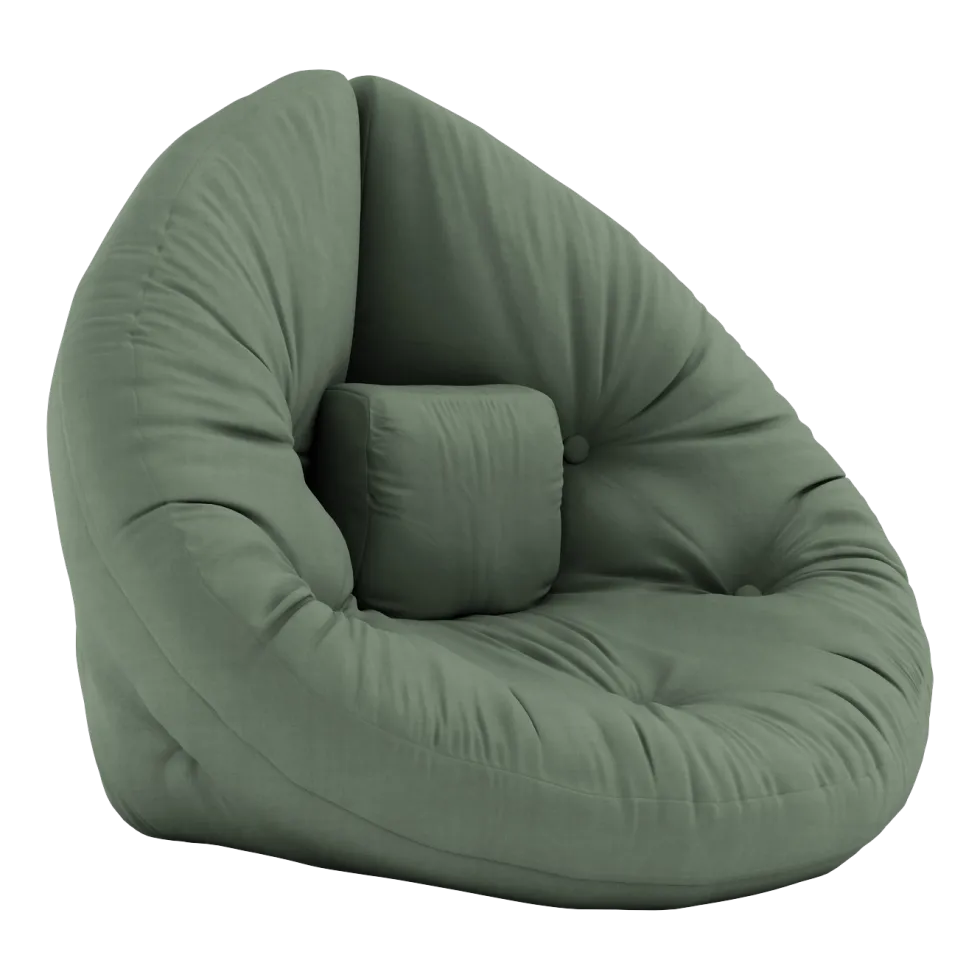 Pouf fauteuil en coton olive green 75x80x60cm Mini Nido - Karup Design