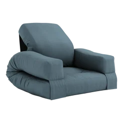 Pouf fauteuil en coton petrol blue 65x78x40cm Mini Hippo - Karup Design