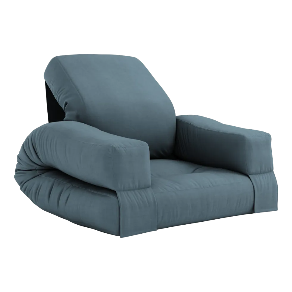 Pouf fauteuil en coton petrol blue 65x78x40cm Mini Hippo - Karup Design