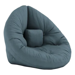 Pouf fauteuil en coton petrol blue 75x80x60cm Mini Nido - Karup Design