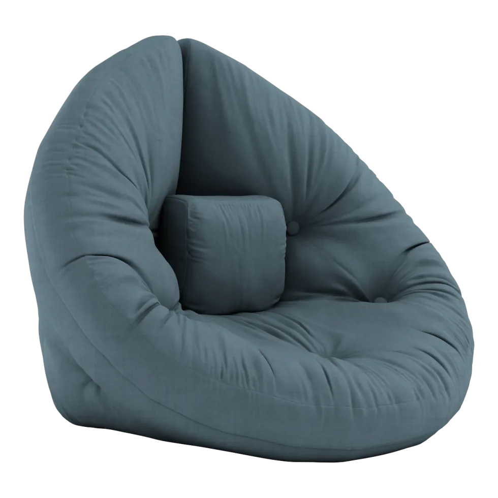 Pouf fauteuil en coton petrol blue 75x80x60cm Mini Nido - Karup Design