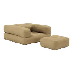 Pouf fauteuil en coton wheat beige 60x68x24cm Mini Cube - Karup Design