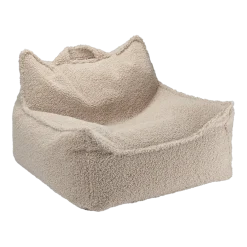 Pouf fauteuil en sherpa bouclé biscuit 80x70cm beanbags - Wigiwama