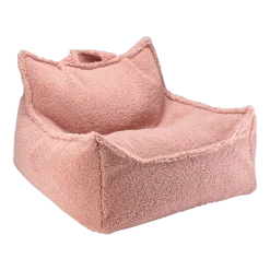 Pouf fauteuil en sherpa bouclé rose 80x70cm Beanbags - Wigiwama
