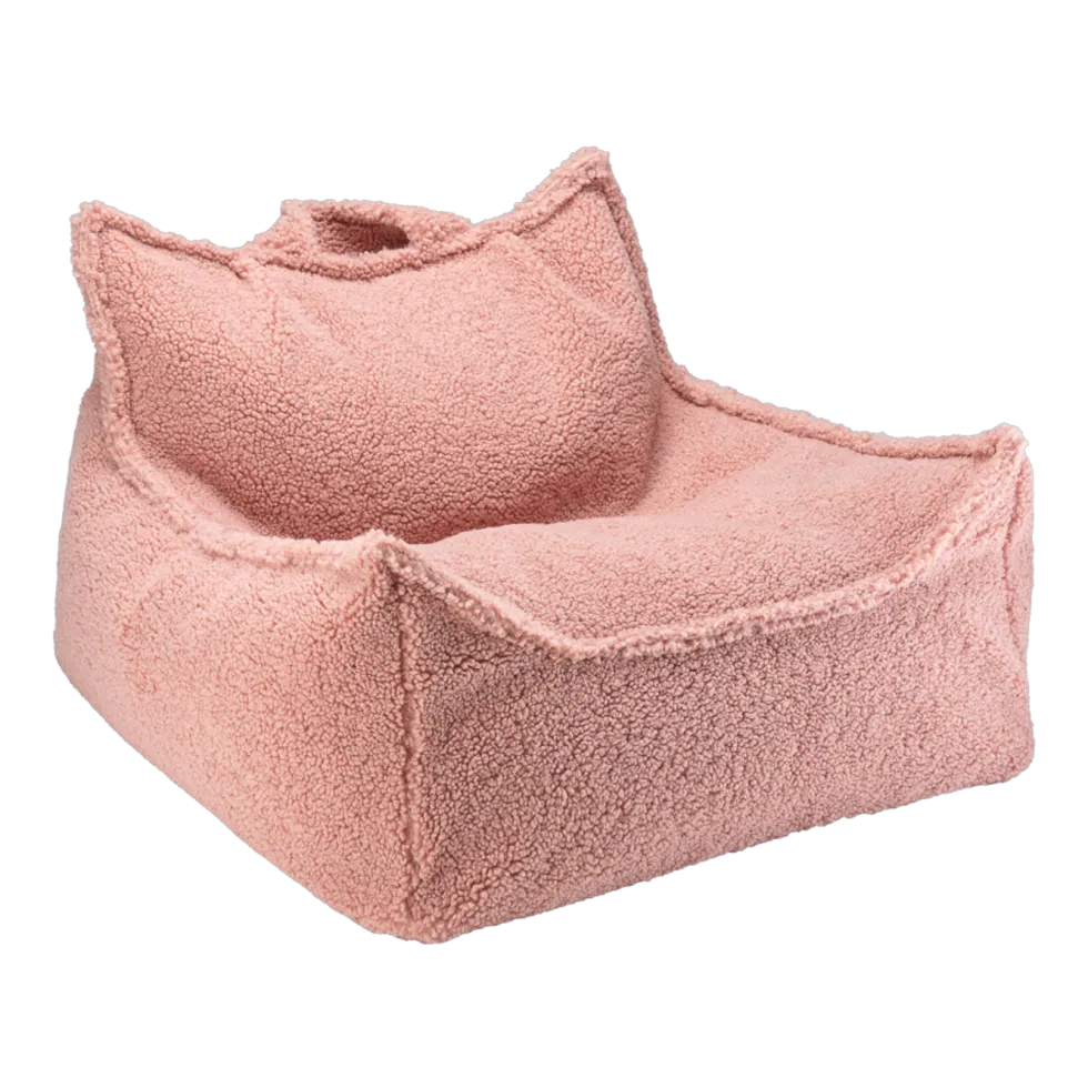 Pouf fauteuil en sherpa bouclé rose 80x70cm Beanbags - Wigiwama