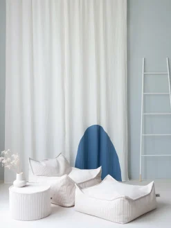 Pouf fauteuil en velours côtelé blanc marshmallow 80 x 70 cm - Wigiwama