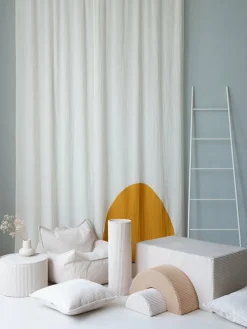 Pouf fauteuil en velours côtelé blanc marshmallow 80 x 70 cm - Wigiwama