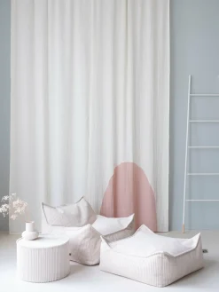 Pouf fauteuil en velours côtelé blanc marshmallow 80 x 70 cm - Wigiwama