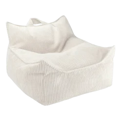 Pouf fauteuil en velours côtelé blanc marshmallow 80 x 70 cm - Wigiwama