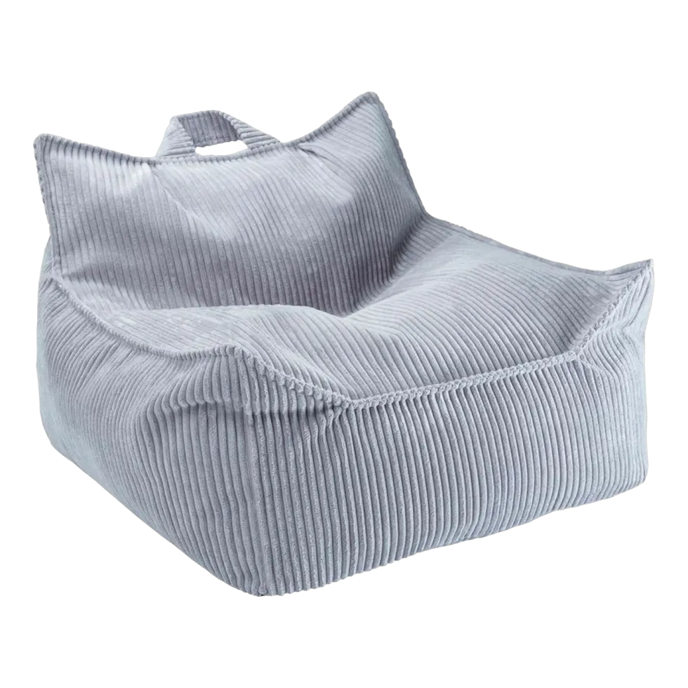 Pouf fauteuil en velours côtelé bleu blueberry 80 x 70 cm - Wigiwama