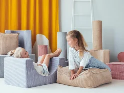 Pouf fauteuil en velours côtelé marron 80 x 70 cm - Wigiwama
