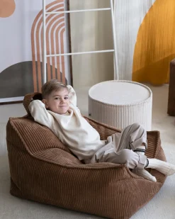 Pouf fauteuil en velours côtelé toffee 80 x 70 cm - Wigiwama