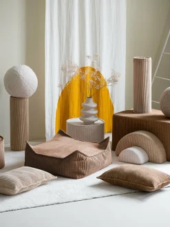 Pouf fauteuil en velours côtelé toffee 80 x 70 cm - Wigiwama