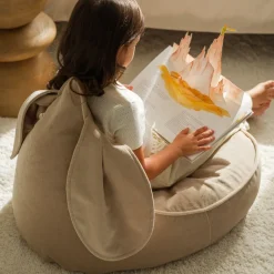 Pouf fauteuil lapin en velour beige 75x65cm Beanbags - Wigiwama