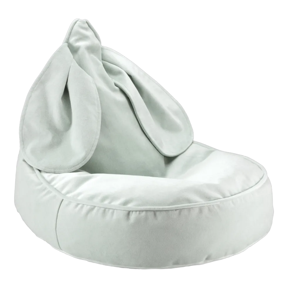 Pouf fauteuil lapin en velour vert d'eau 75x65cm Beanbags - Wigiwama