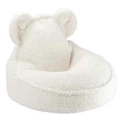 Pouf fauteuil ours en sherpa bouclé crème 75x65cm Beanbags - Wigiwama