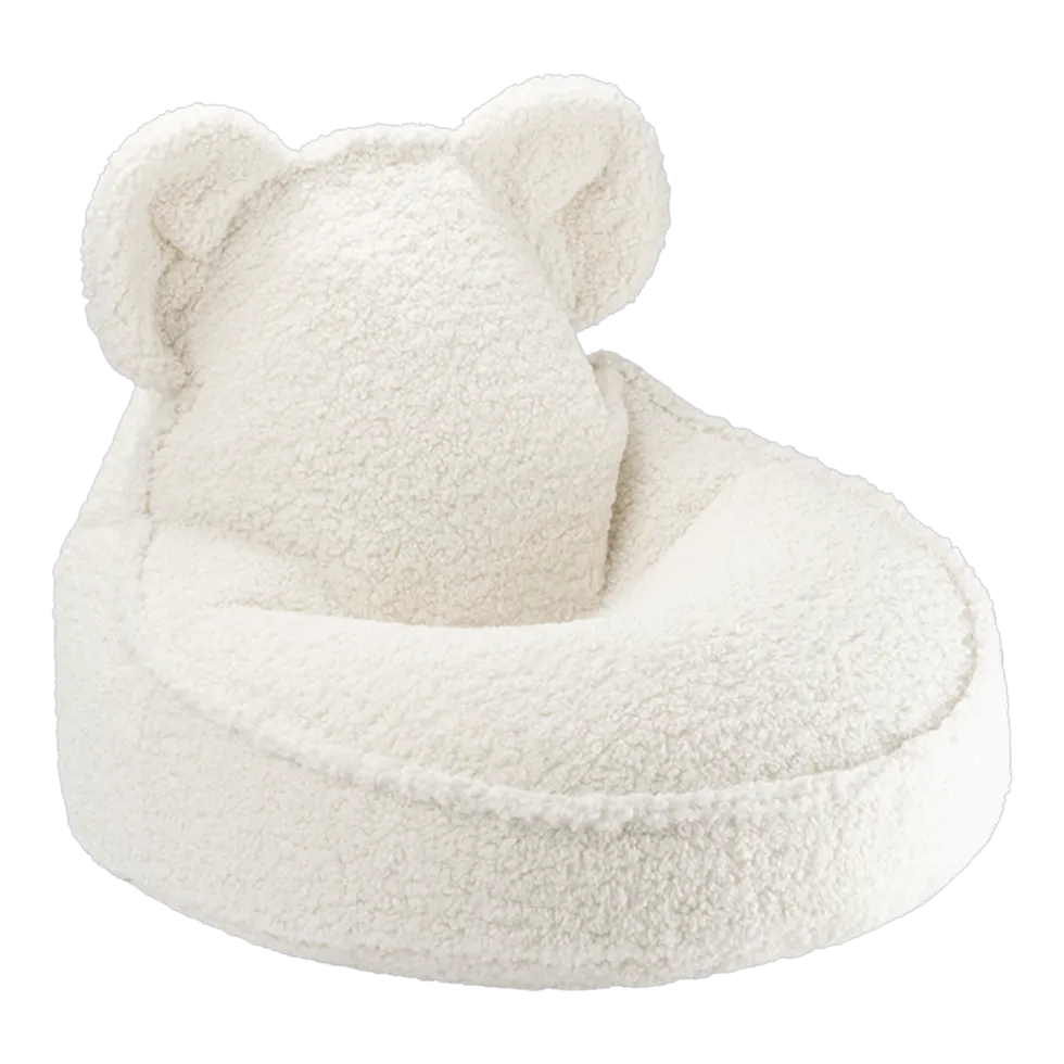 Pouf fauteuil ours en sherpa bouclé crème 75x65cm Beanbags - Wigiwama