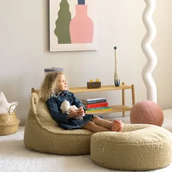Pouf fauteuil ours en sherpa bouclé matcha 75x65cm Beanbags - Wigiwama