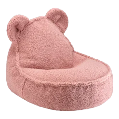 Pouf fauteuil ours en sherpa bouclé rose 75x65cm Beanbags - Wigiwama