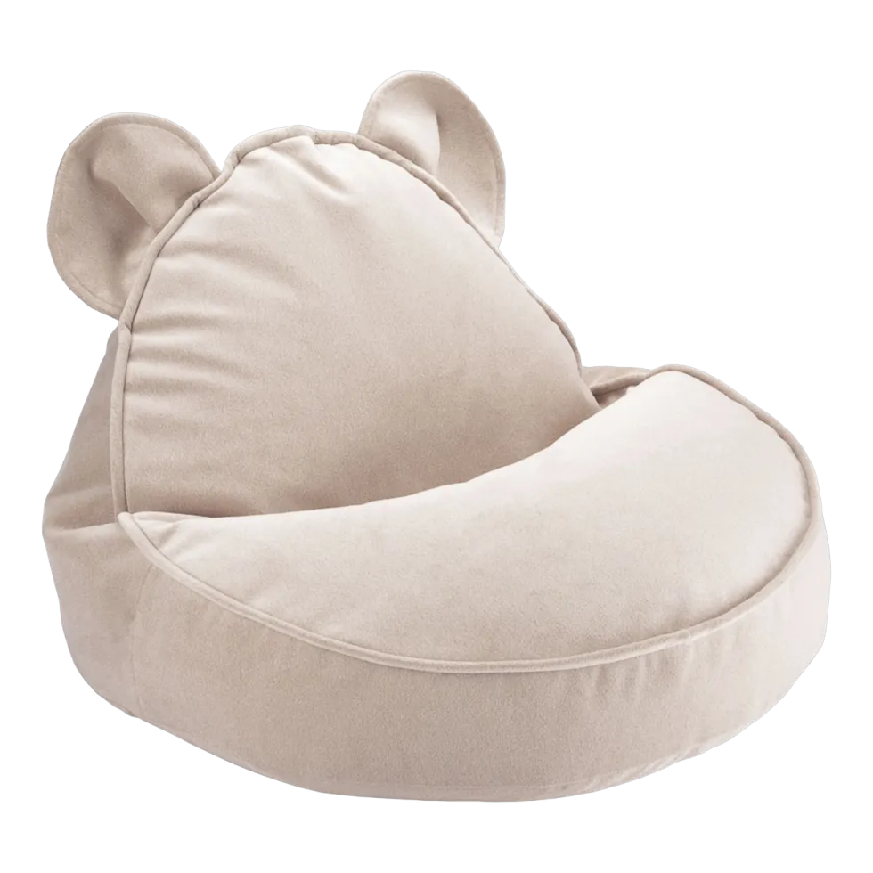 Pouf fauteuil ours en velour beige 75x65cm Beanbags - Wigiwama
