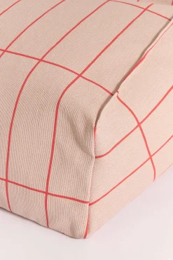 Pouf fauteuil pour enfant en coton bio à carreaux rose et rouge 74x40x60cm Vibes - Nobodinoz
